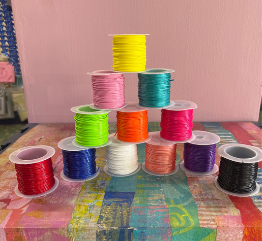 POLYESTER KOREAN CORD 1 MM  VARIOUS COLORS 10.93 YDS PER ROLL 1 PC