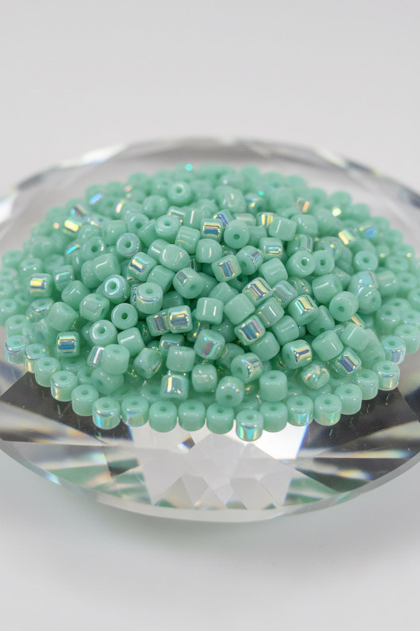 SEED BEADS BLUE PLATED ROUND