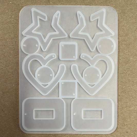 MOLD RESIN PENDANTS 10 STYLES STARS, HEARTS, RECTANGLES  1 PC