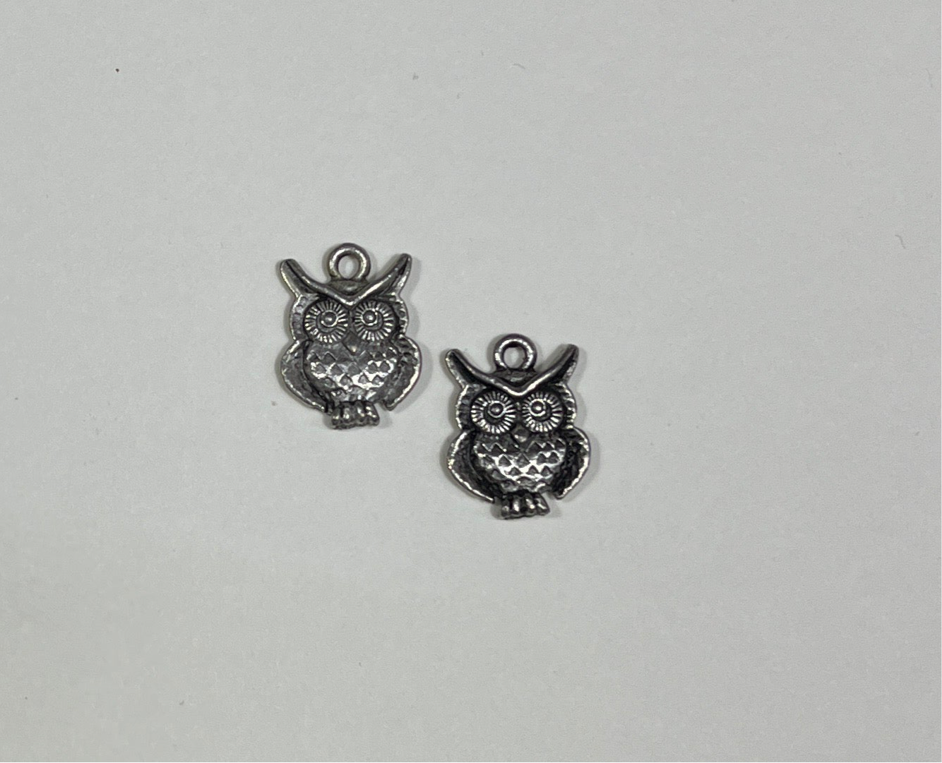 CHARM OWL ANTIQUE SILVER  2 PC