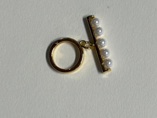 TOGGLE CLASP GOLD PLATED 18KT WITH PEARLS 1 PC