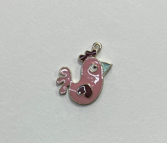 CHARM ROOSTER GP NAMEL PINK 25MM  1 PC