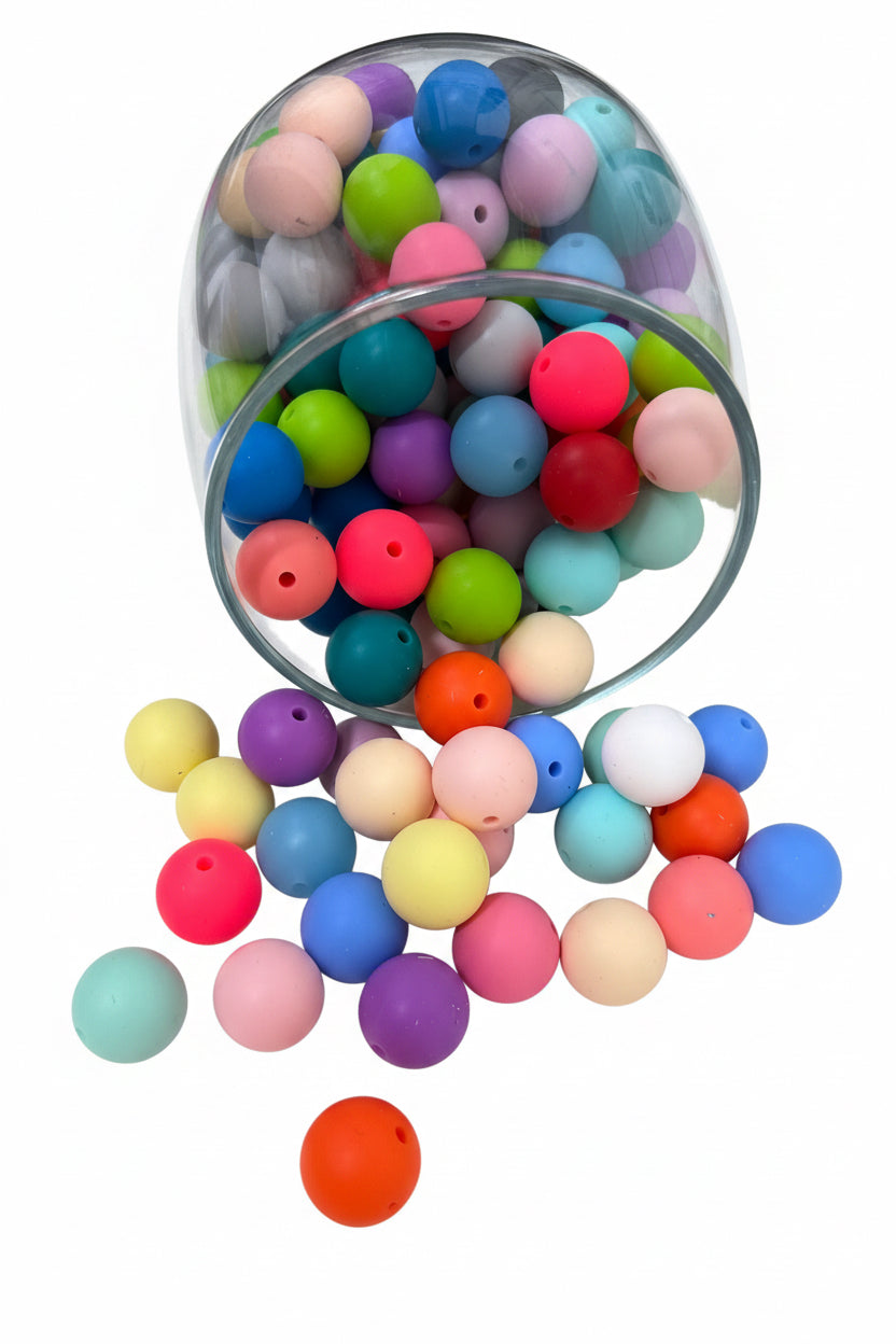SIICONE BEAD 15MM MIX 20 PC