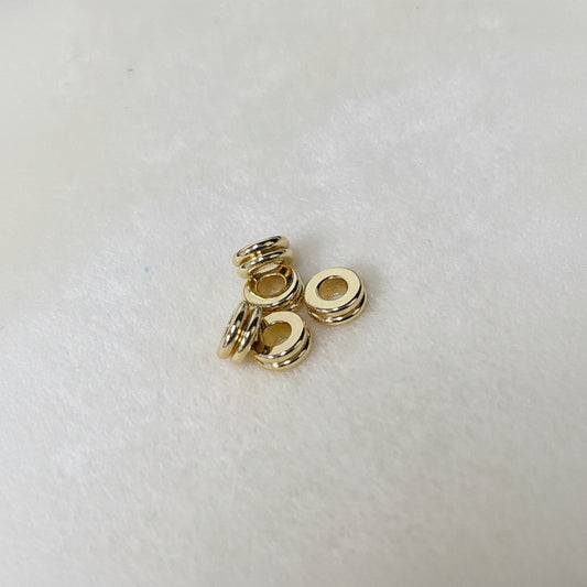 SPACER 4MM LARGE HOLE GOLD PLATED 18 KT HOLE 4MM 5 PC