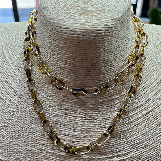MASK HOLDER CHAIN ACRYLIC LEOPARD GOLD  27"  1 PC