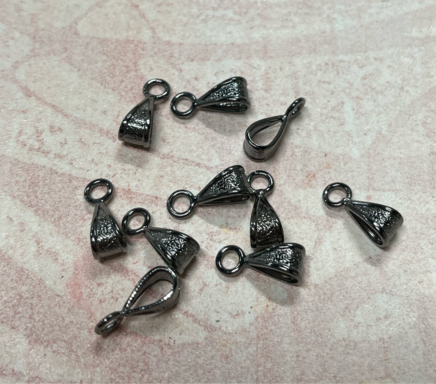 Bail 5mm with loop hanger gunmetal 10 pc