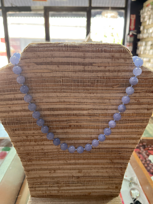 AQUAMARINE 10MM NECKLACE WITH LOBSTER CLASP  1 PC