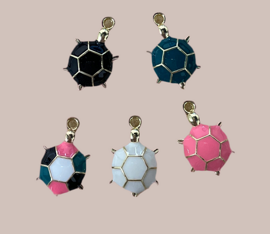 CHARM TURTLE 19X12MM GOLD PLATE ENAMEL 5PC