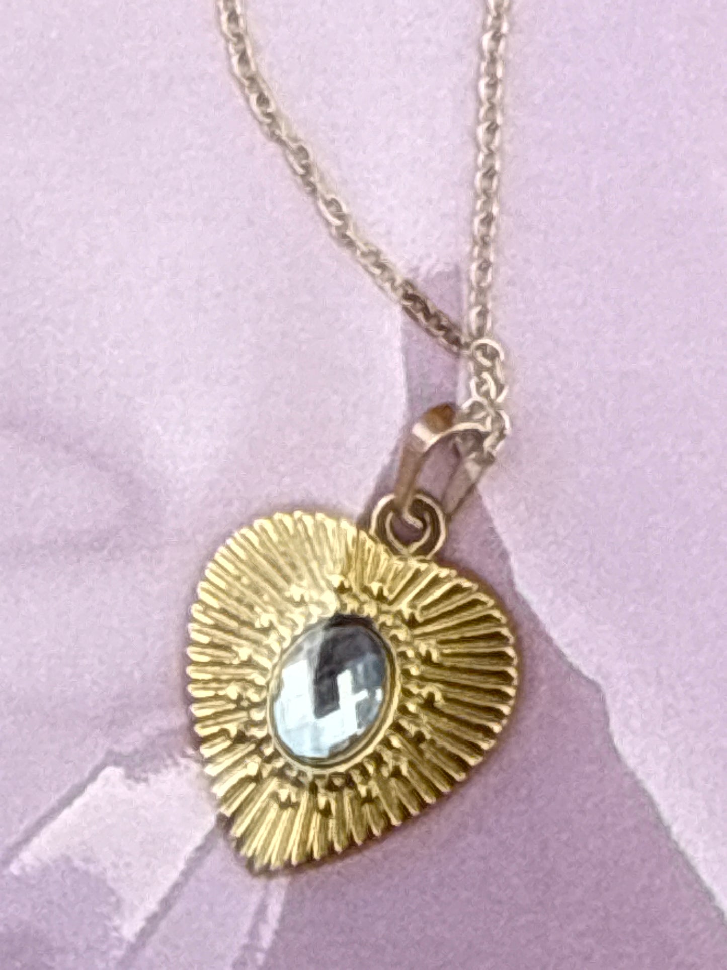 NECKLACE CHAIN WITH HEART PENDANT CLEAR ZIRCONIA 1 PC