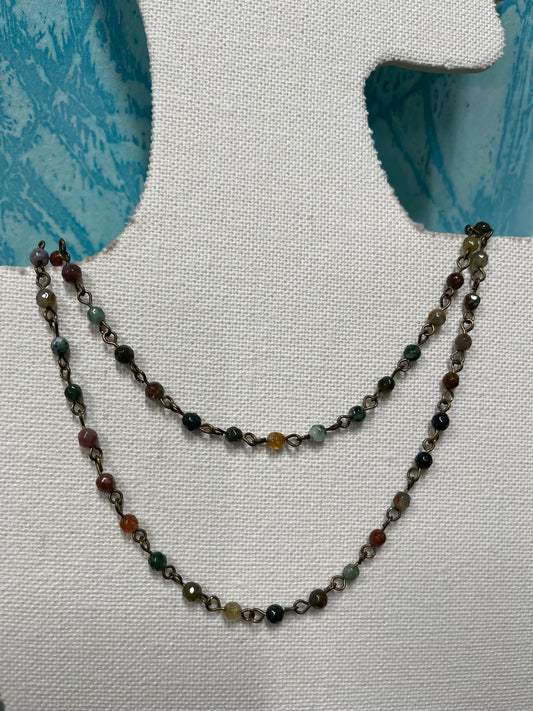 BEADED CHAIN WITH AGATES ANTIQUE BRONZE PER FOOT