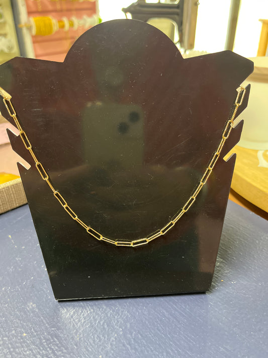 PAPER CLIP CHAIN NECKLACE GP 18KT 19.5"  1 PC
