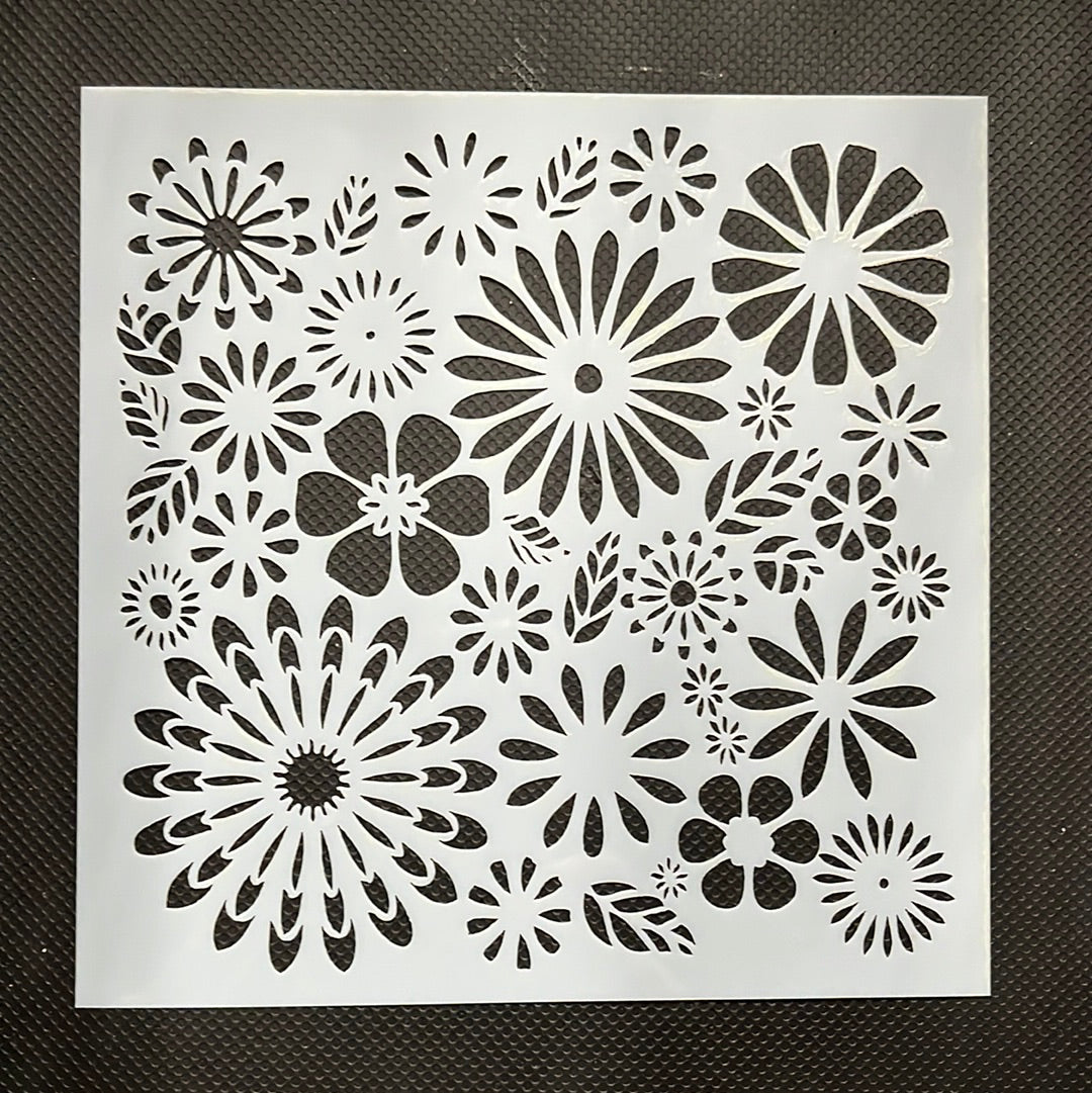 STENCIL FLOWERS 13X13CM  1 PC