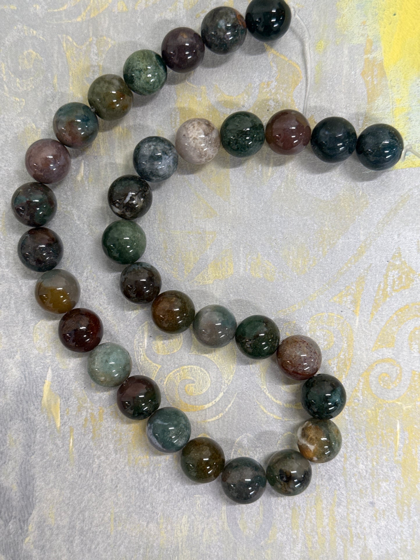INDIAN AGATE 12MM ROUND MIX COLOR 1 STRAND