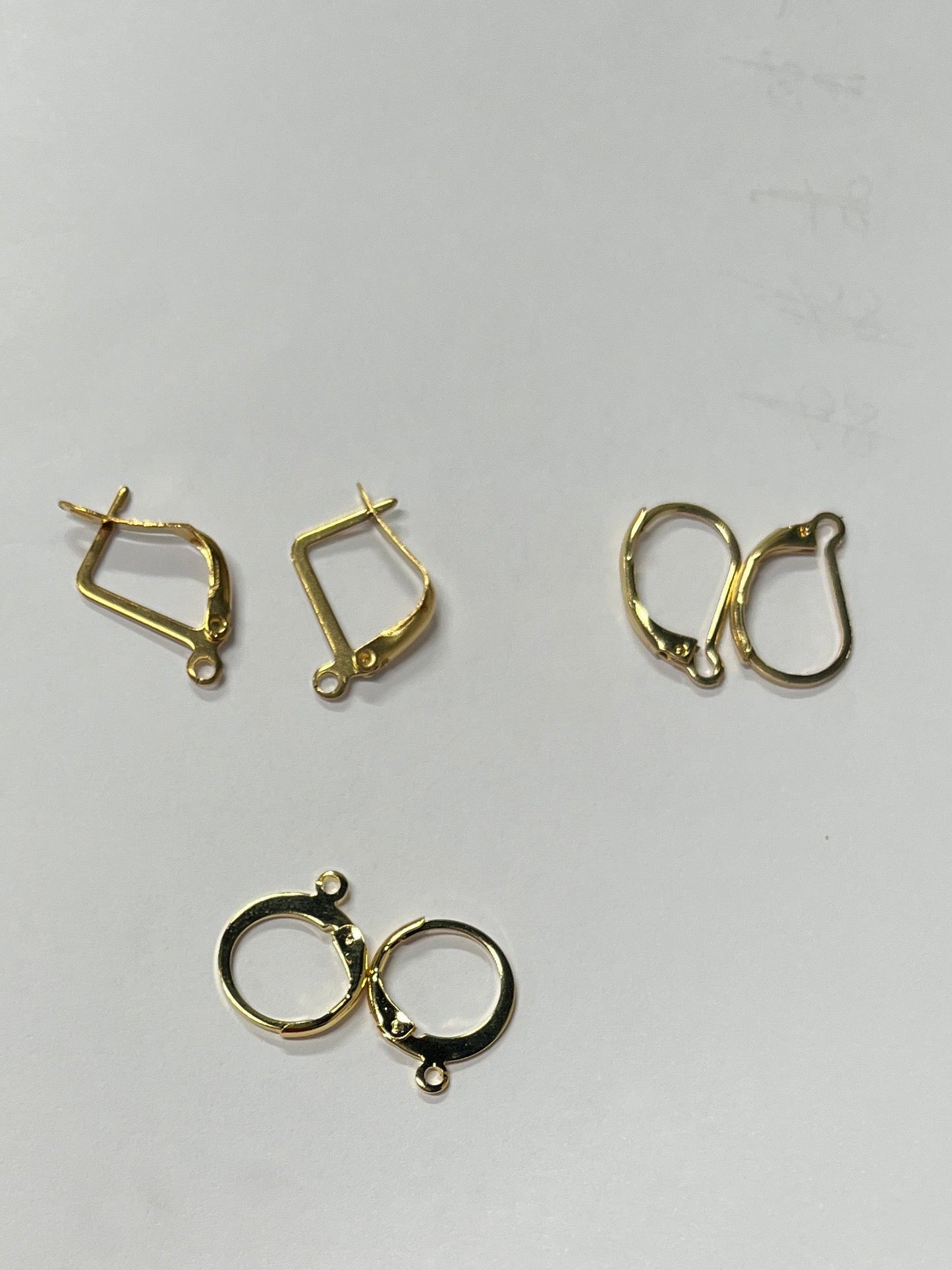 LEVERBACK EARRINGS 3 STYLES  3 PAIRS  GP OR STAINLESS STEEL