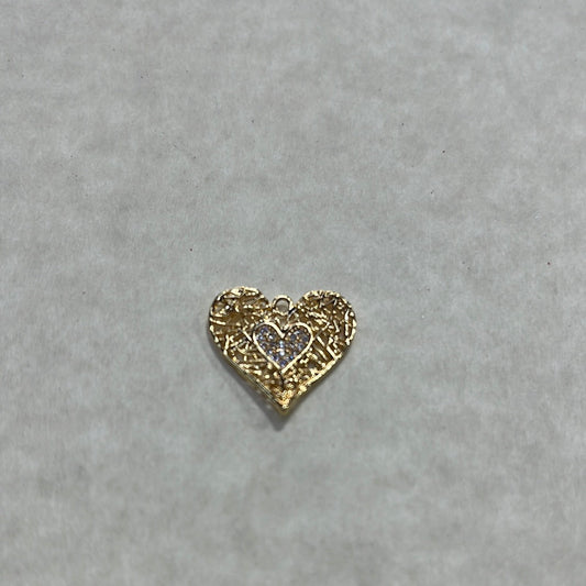 PENDANT HEART FILIGREE CZ GP 18KT 17X18MM  1 PC