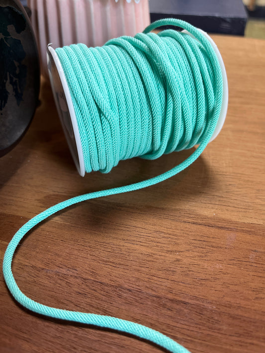 TWISTED CORD 3MM PALE TURQUOISE  PER YARD