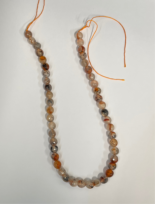 DRAGON VEINS AGATE 8MM ROUND CAMEL COLOR  1 STRAND
