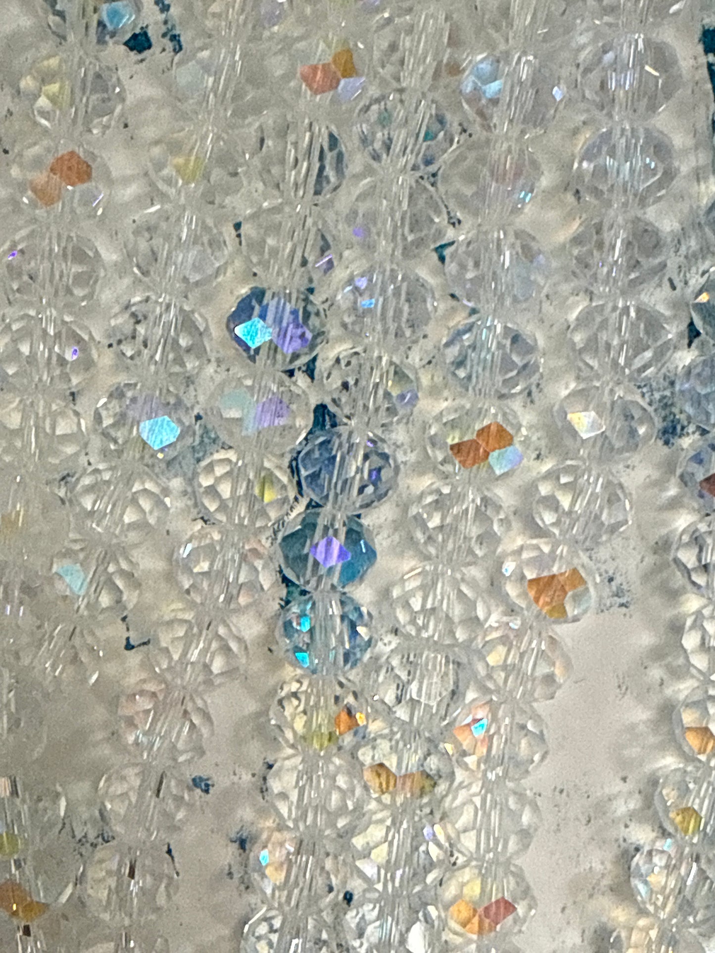 GLASS RONDELLE 8MM CLEAR HALF RAINBOW