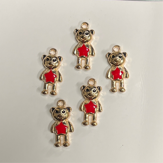 CHARM BEAR GP RED 20MM  5 PC