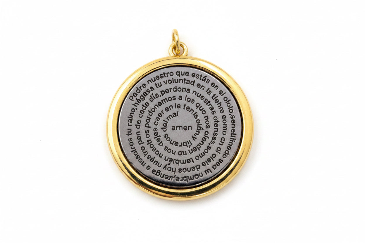 MEDALLA PADRE NUESTRO GOLD PLATED 18 KT 32X38MM 1 PC