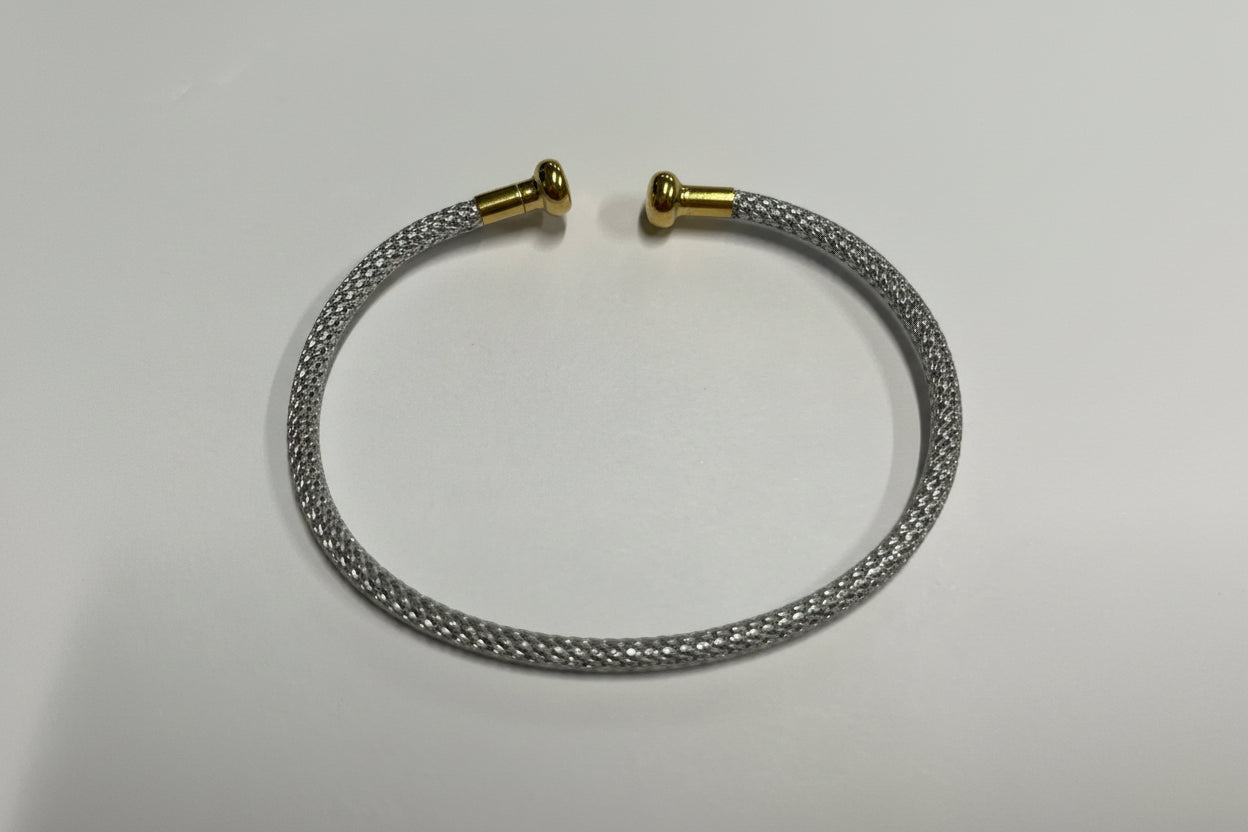 METAL CUFF SILVER THREAD GOLD
