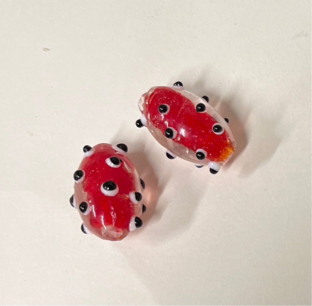 LAMPWORK CYLINDER BLACK DOTS