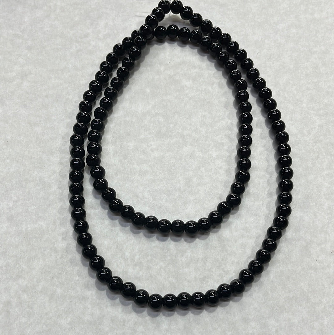 GLASS PEARL 8MM ROUND BLACK