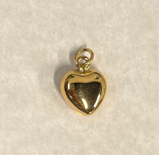 Charm heart 17x13mm  stainless steel silver or gold 1 pc