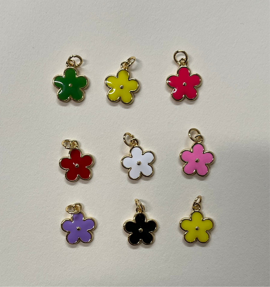 FLOWERS ENAMEL CHARMS GP 18 k