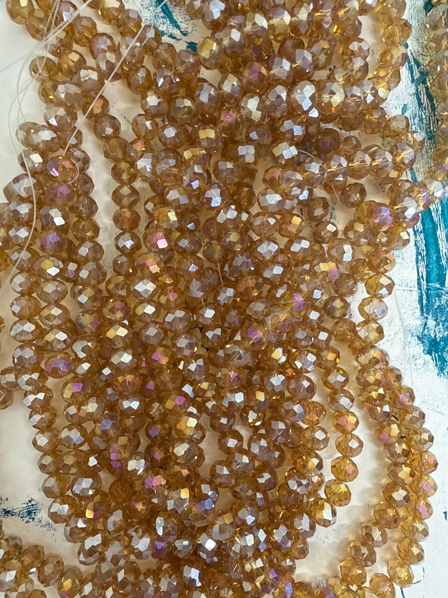 GLASS RONDELLE 8MM OLD CHAMPAGNE AB 1 STRAND