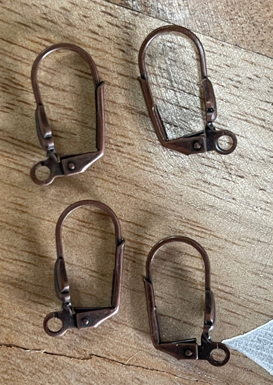 Earring leverback antique copper 2 pares