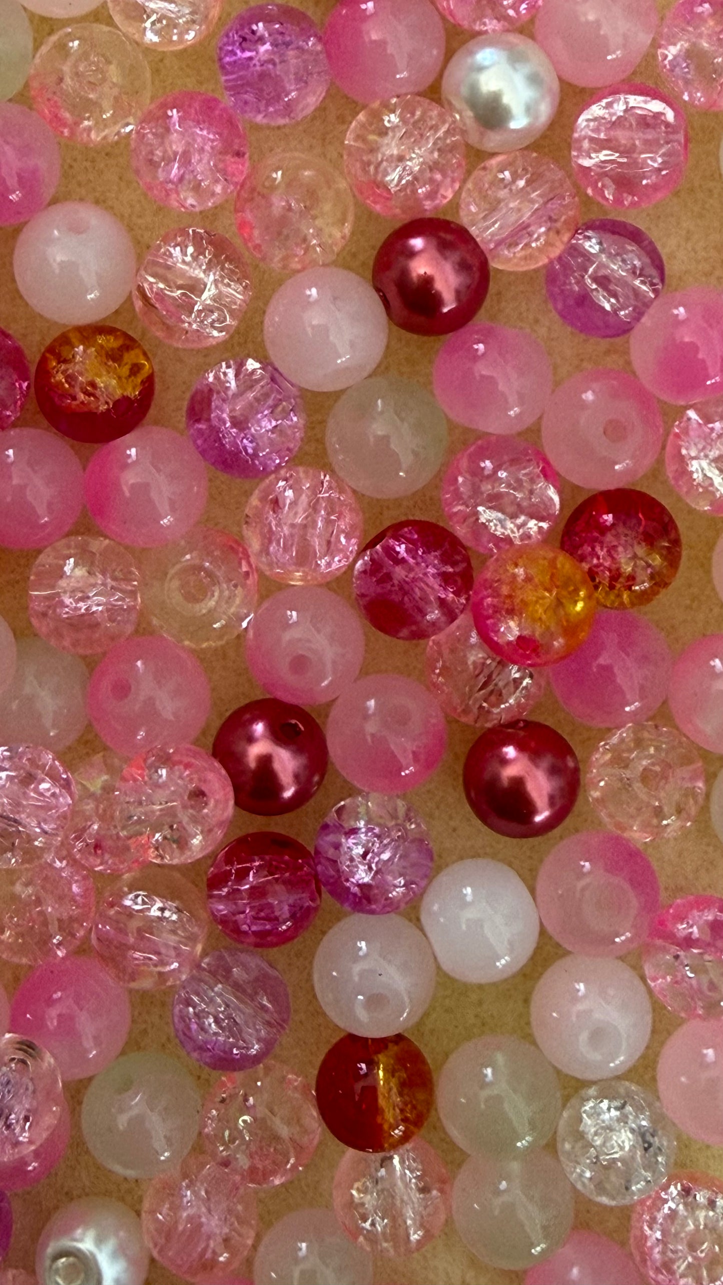 GLASS ROUND BEAD 8MM PINK MIX 30 PCS