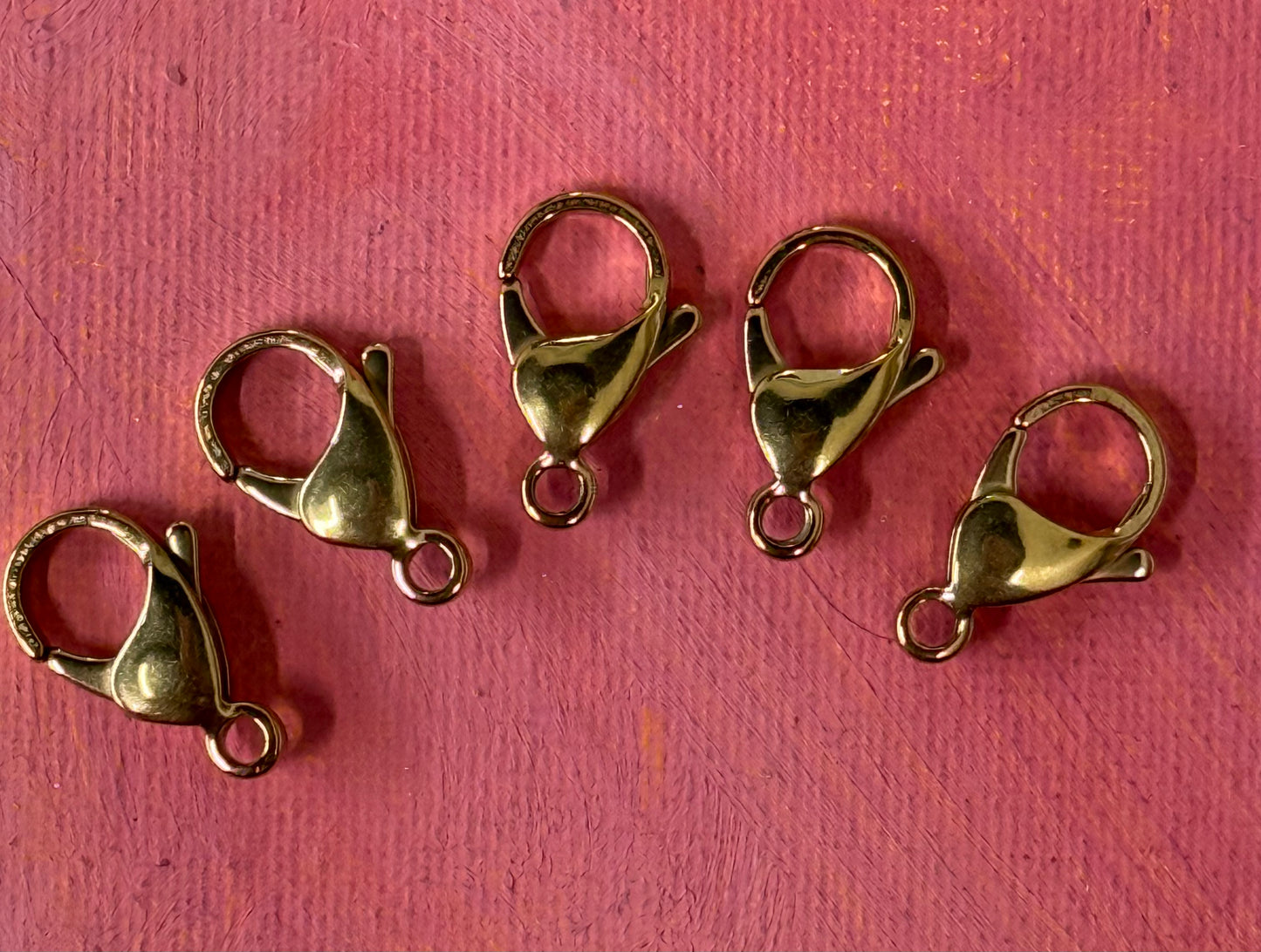 LOBSTER 19X11MM STAINLESS STEEL GOLD PLATE 5 PC