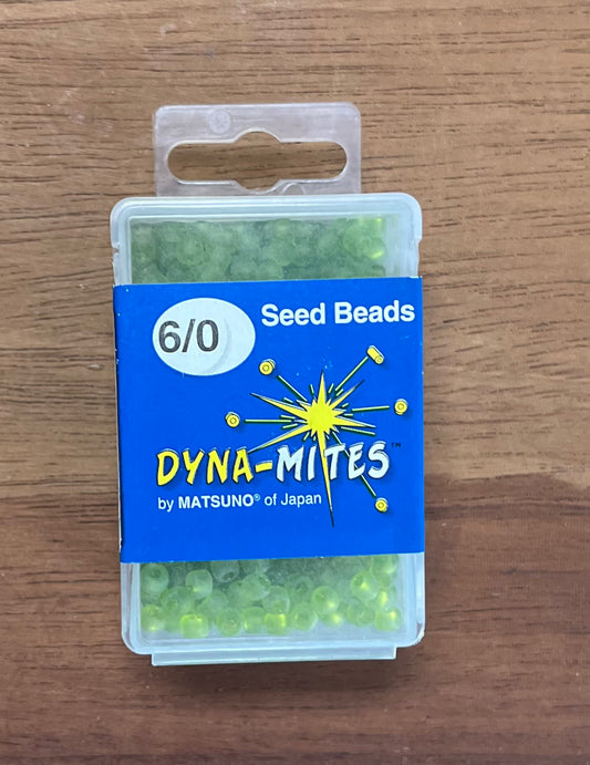 SEED BEAD 6/0  MATTE LT GREEN  40 GRMS