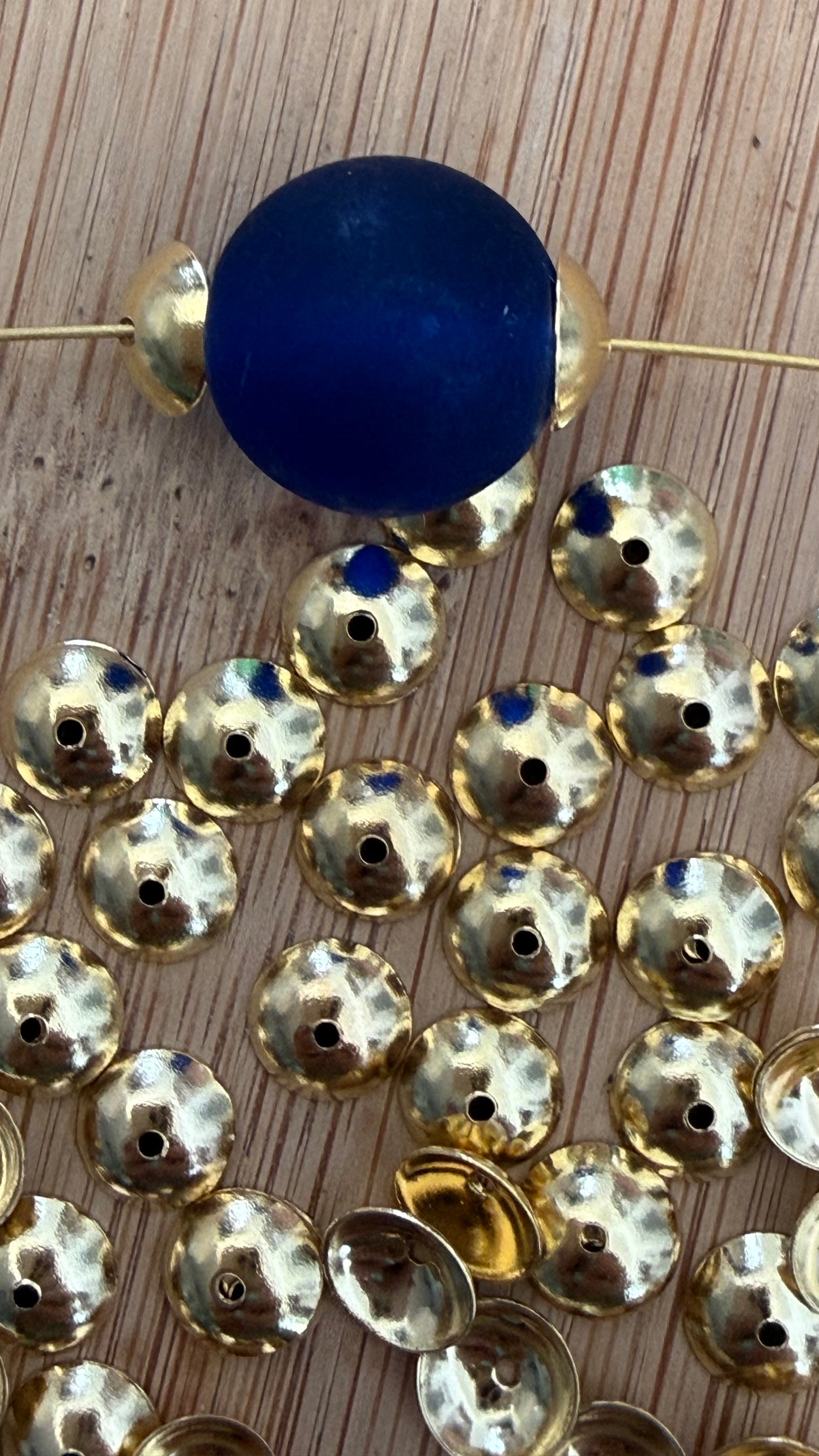 BEAD CAP DOME 6X2MM STAINLESS STEEL GOLD PLATE 20 PC