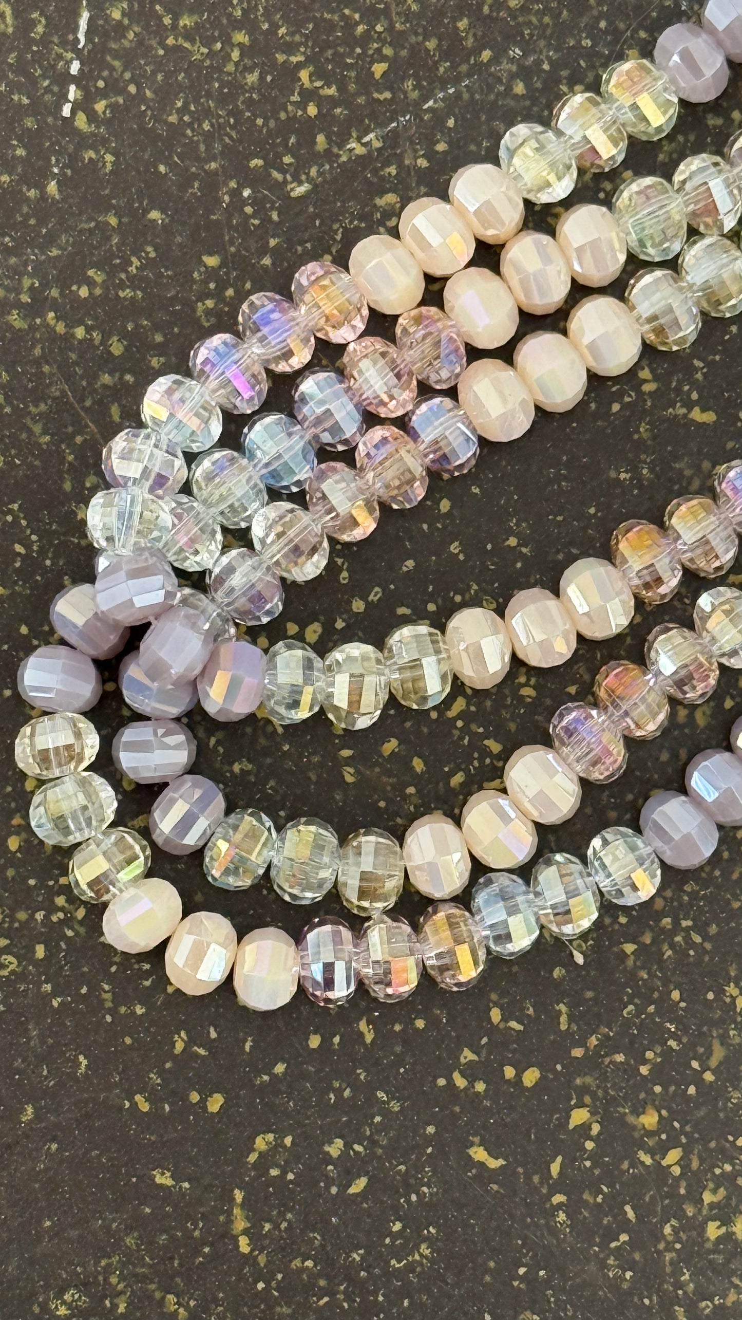 GLASS RONDELLE 3.6MM WATERMELON MIX AB ABOUT 58 BEADS PER 1 STRAND