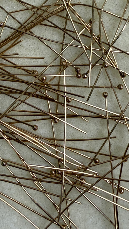 HEADPIN BALL 50 MM 1STAINLESS STEEL GOLD PLATED 18 KT 10 PC