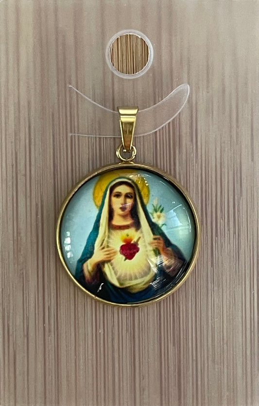 MEDALLA INMACULADO CORAZON DE MARIA AZUL