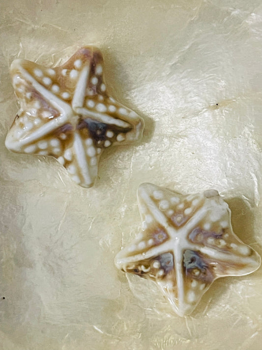 PORCELAIN BEADS STARFISH 35MM 2 PC