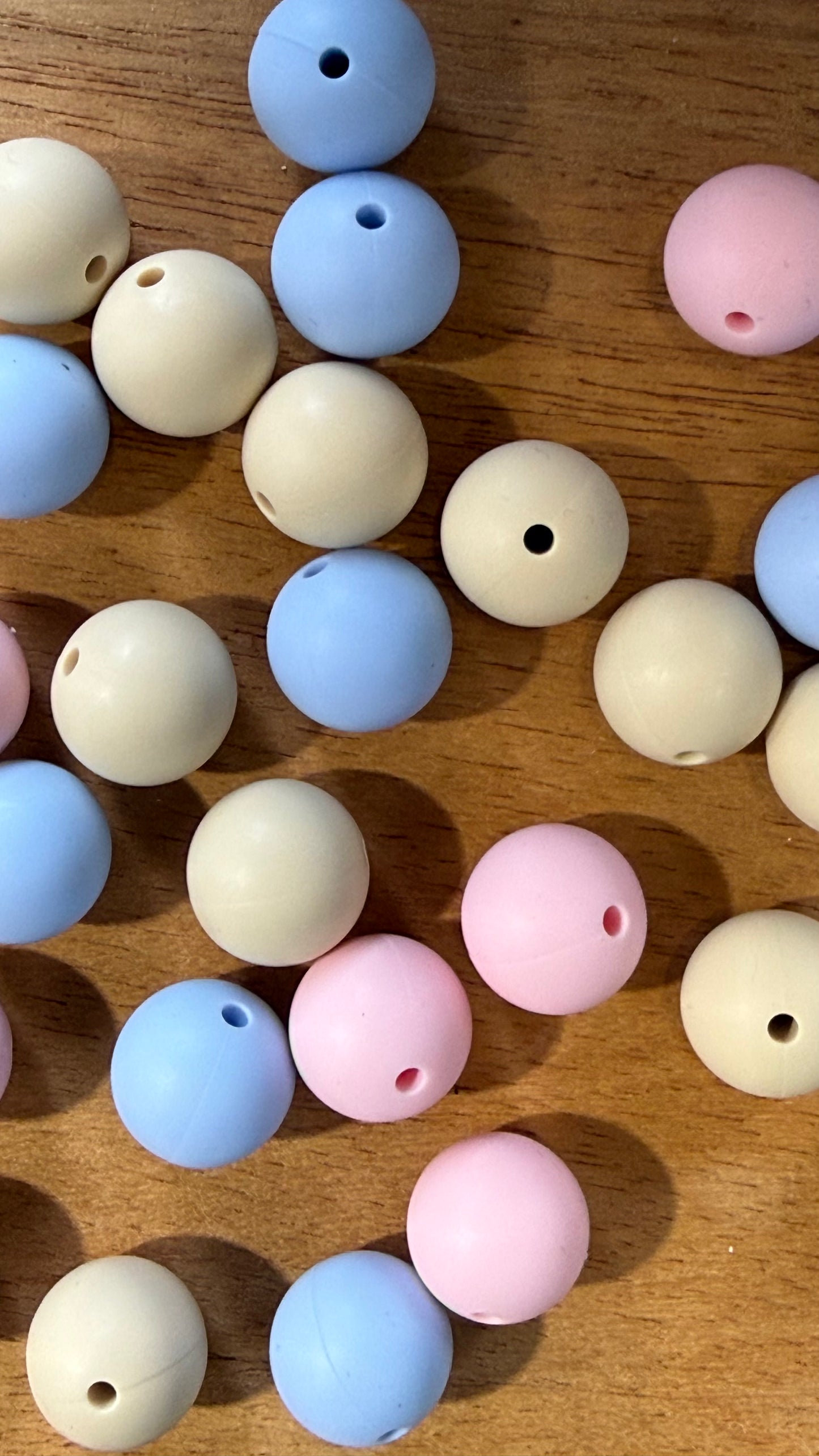 SILICONE ROUND BEAD 14MM HOLE 2MM  MOCCASIN, PINK, OR BLUE 10 PC