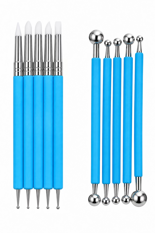DOTTING TOOLS SCULTPING CLAY BALL PLUS SILICONE TIP 9 PC SET