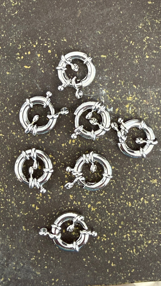 SPRING RING CLASP ROUND 20X17MM PLATINUM 1 PC