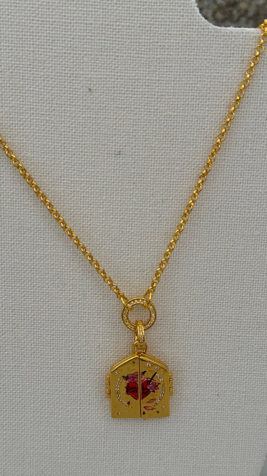 ROLO CHAIN NECKLACE WITH SACRED HEART PENDANT 1 PC