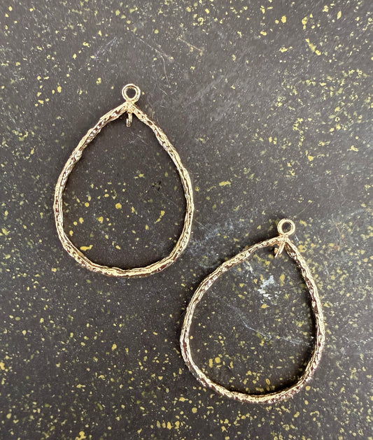 PENDANT BEZEL OVAL WITH 2 LOOPS GOLD PLATE 14KT 42 MM 2PCS