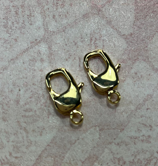 LOBSTER PARROT CLASP 16X10MM GOLD PLATE 18KT 2 PC