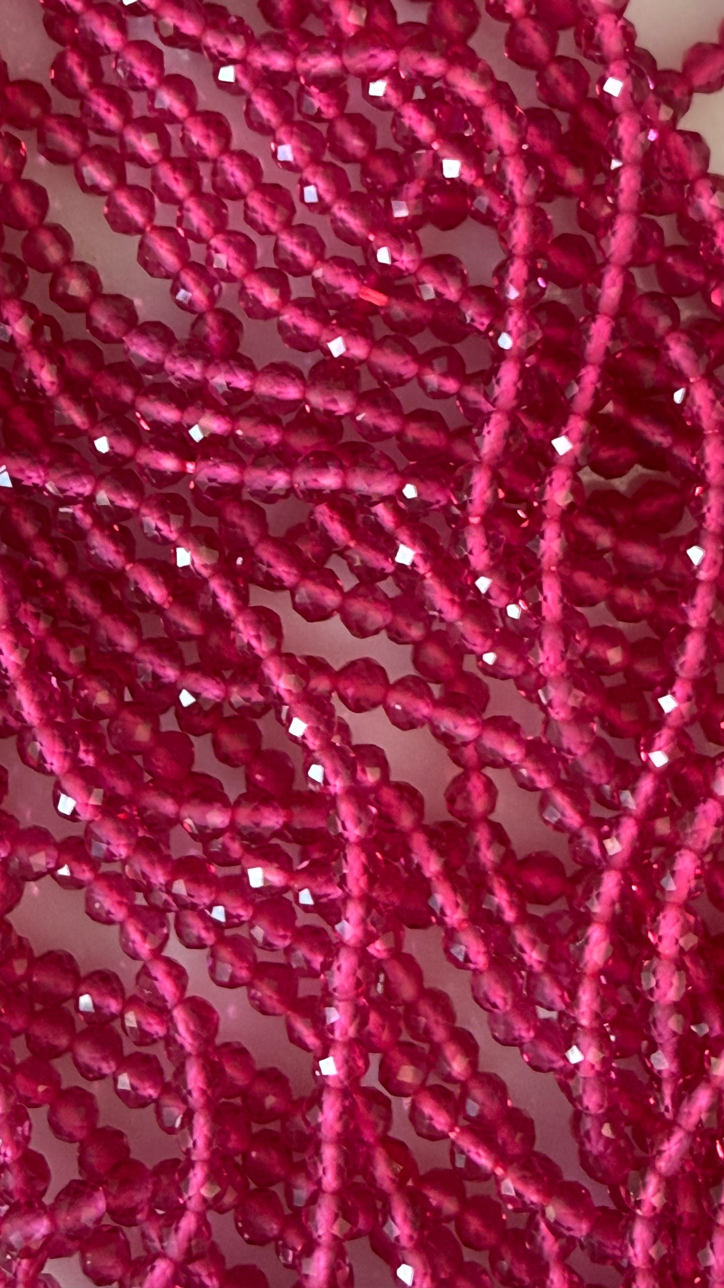 GLASS BEAD ROUND 3MM HOT PINK FACETED ABOUT 126 BEADS PER 1 STRAND
