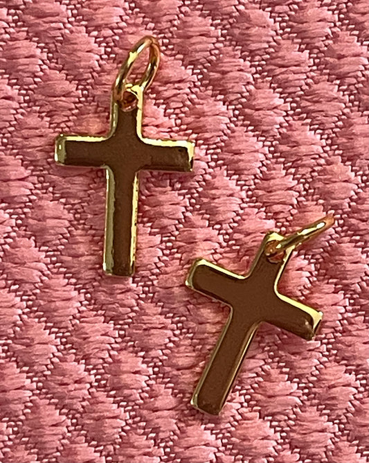 CROSS PENDANT 12X9MM GOLD PLATE 18 KT 2PC