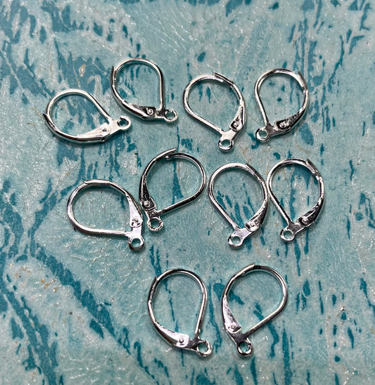 LEVERBACK EARRINGS STAINLESS STEEL SILVER PLATE 10X15MM 10 PC(5 PAIRS)