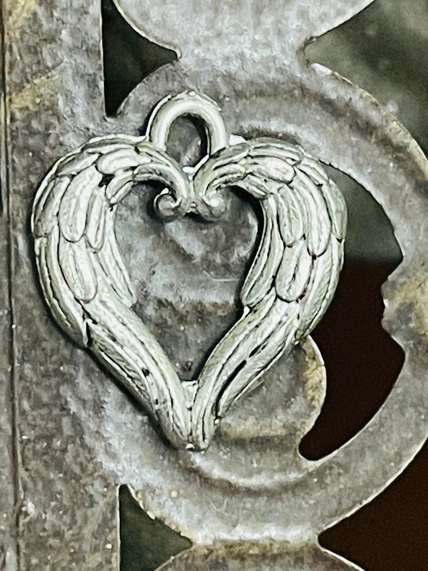 CHARM HEART ANGEL WINGS PEWTER 15X20MM 1 PC