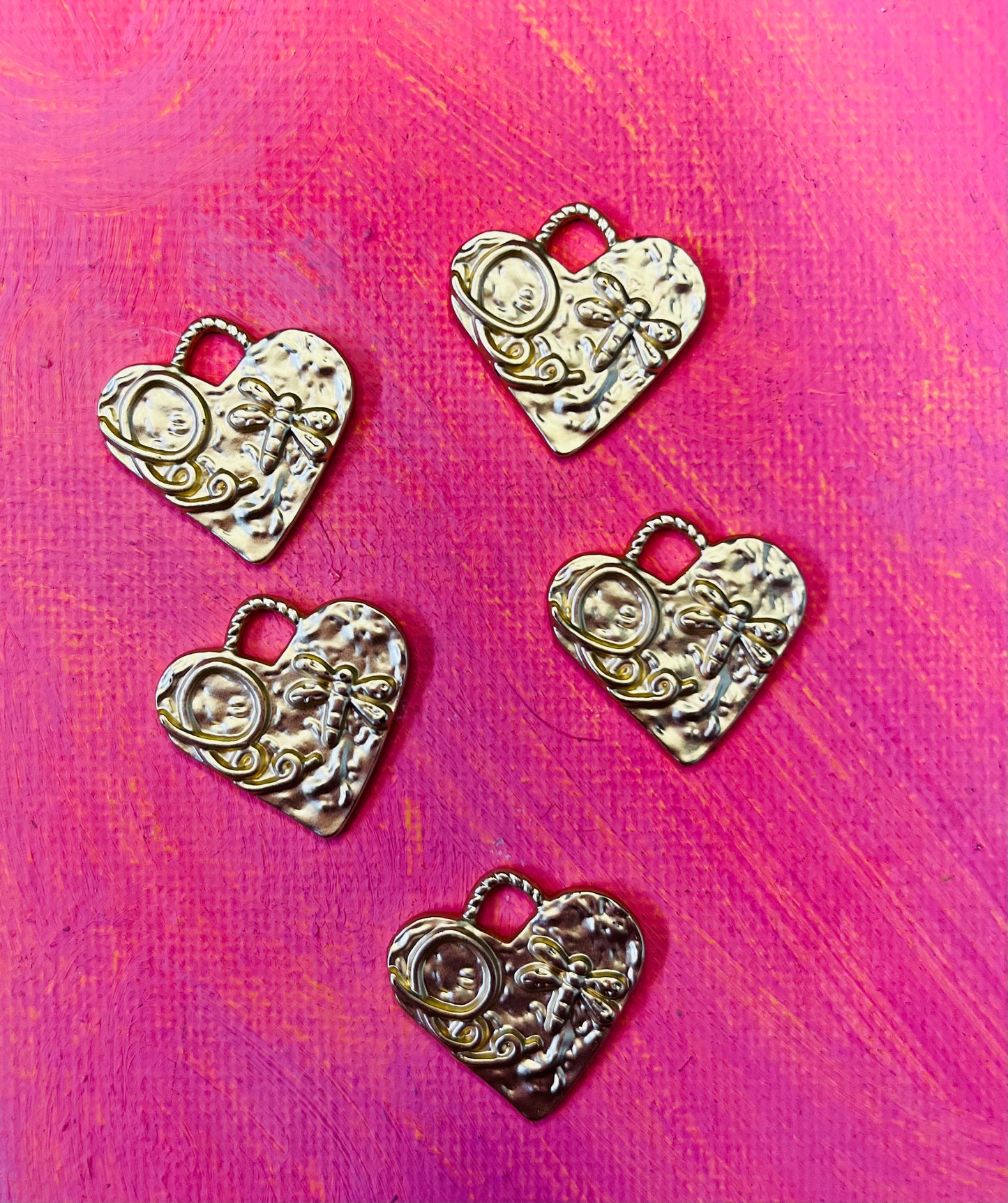 PENDANT HEART MATT GOLD 5 PC